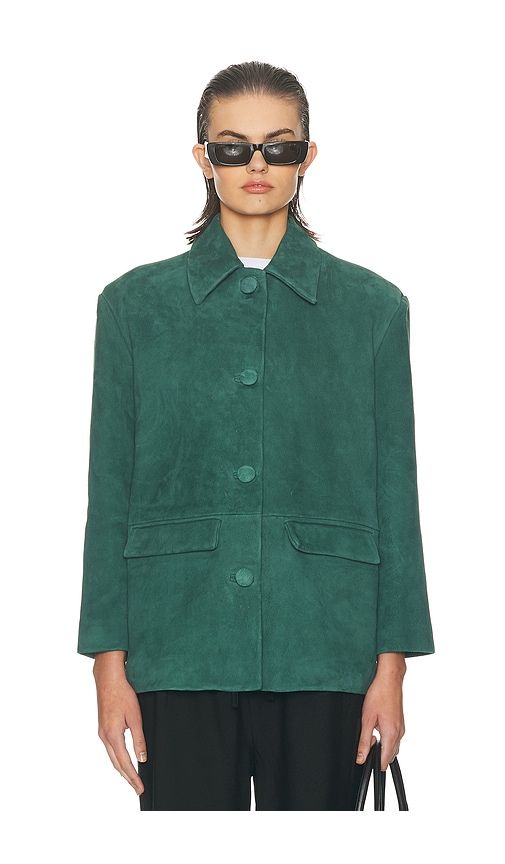 The Schoolhouse Jacket in Suede in Green. - size L (also in M, S, XL) - Helsa - Modalova