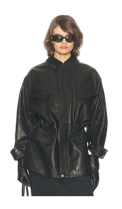 The Peplum Leather Moto Jacket in . - size L (also in XL) - Helsa - Modalova