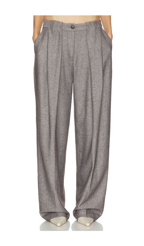 Italian Herringbone Tomboy Trouser in Grey. - size XXS (also in XS, S, M) - Helsa - Modalova