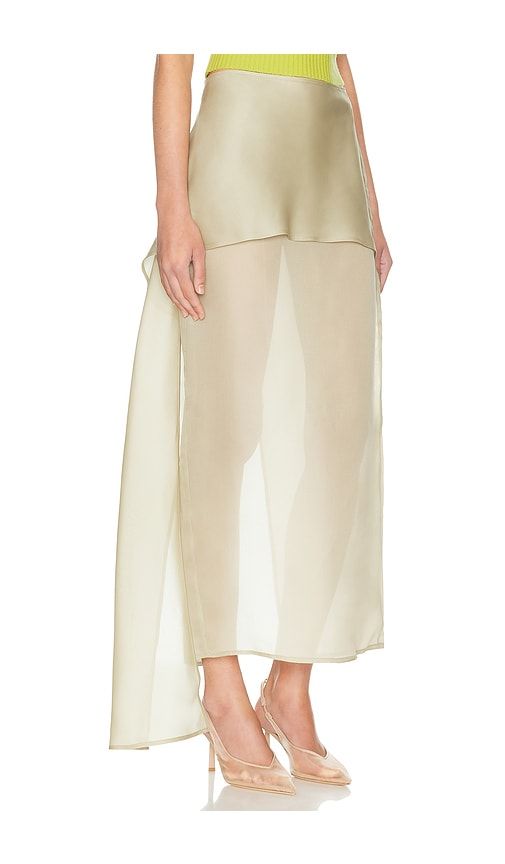 The Silk Gazar Skirt With Drape in Taupe. - size L (also in M, S, XS, XXS) - Helsa - Modalova