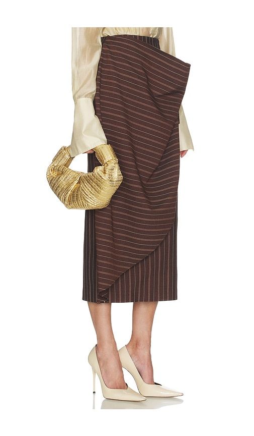 Stripe Twill Blanket Skirt in Brown. - size XS (also in XXS) - Helsa - Modalova
