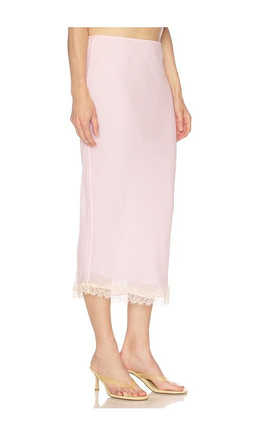 Viscose Georgette Slip Skirt With Lace in Pink. - size L (also in M, S, XS, XXS) - Helsa - Modalova
