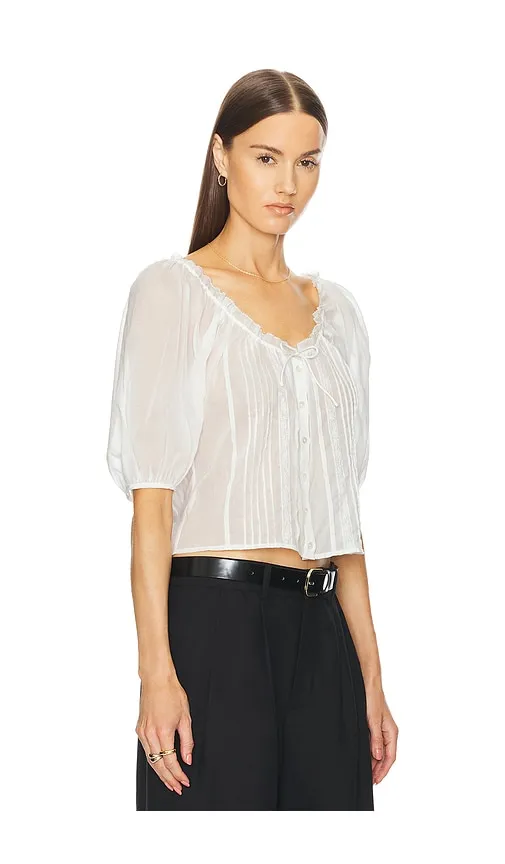 Voile Peasant Blouse in White. - size M (also in S, XL) - Helsa - Modalova