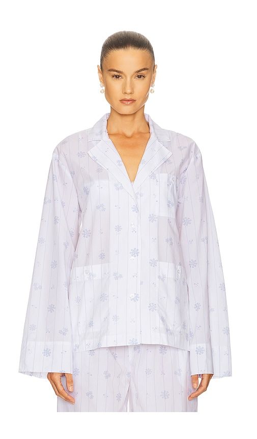 Pajama Top in Fleur Print Stripe in White. - size M (also in S, XS) - Helsa - Modalova