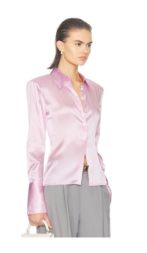 The Silk Charmeuse Shirt in Pink. - size L (also in S, XS) - Helsa - Modalova
