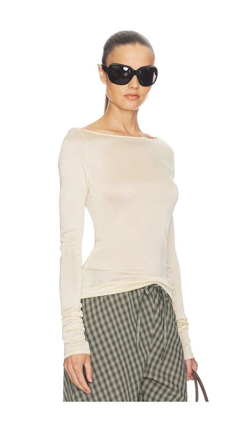 Slinky Jersey Off The Shoulder Top in Neutral. - size L (also in M, S, XL) - Helsa - Modalova