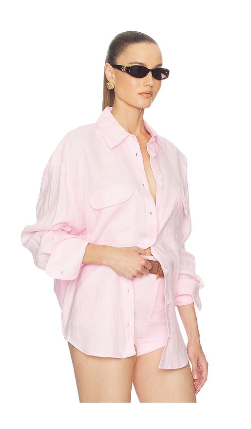 Washed Linen Shirt in Pink. - size L/XL (also in S/M, XXS/XS) - Helsa - Modalova