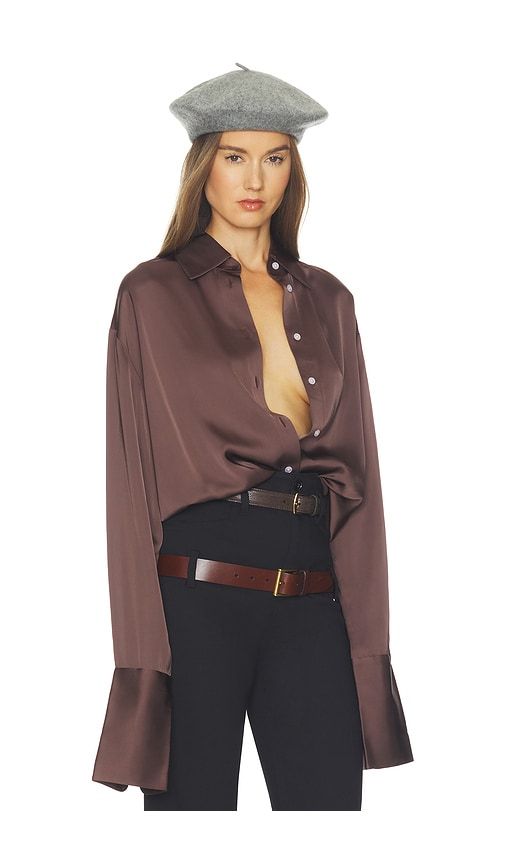 The Relaxed Satin Shirt in . - size L (also in M, S, XL, XS, XXS) - Helsa - Modalova