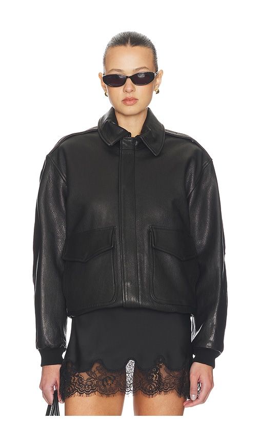 Leather Bomber in Chocolate. - size L (also in M) - HOMMEgirls - Modalova