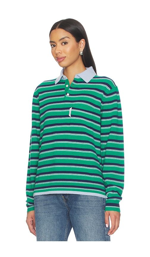 Knit Stripe Polo in Green. - size M (also in S) - HOMMEgirls - Modalova