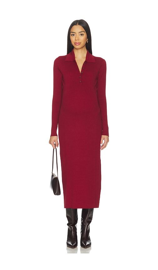 The Averie Polo Rib Sweater Dress in Burgundy. - size 4 (also in 3) - HATCH - Modalova