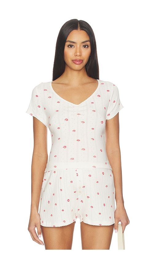 The Pointelle Sweetheart Tee in Ivory. - size L (also in XL) - HATCH - Modalova