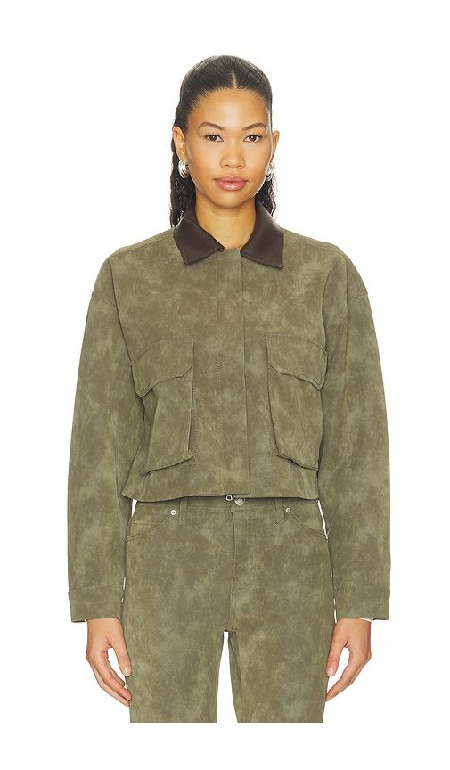 Faux Suede Chore Jacket in Dark Green. - size L (also in M) - Hudson Jeans - Modalova