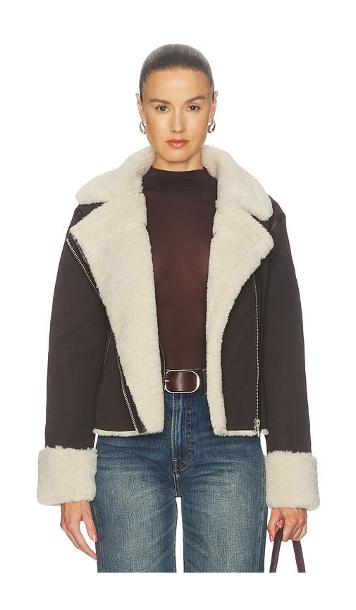 Faux Suede Shearling Jacket in Brown. - size L (also in M, S, XS) - Hudson Jeans - Modalova