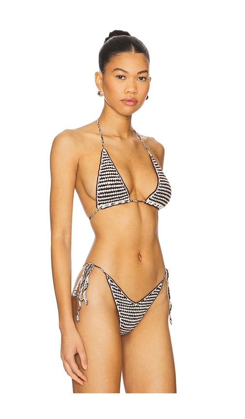 Shilo Two-Color Triangle Bikini Top in Brown. - size L (also in M, S, XS) - Indah - Modalova