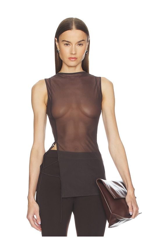 Sheer Sleeveless Top in Brown. - size 36 (also in 40) - Jade Cropper - Modalova