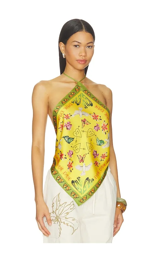 Bandana Halter Top in Yellow. - size L (also in M, XL/1X) - Juliet Johnstone - Modalova