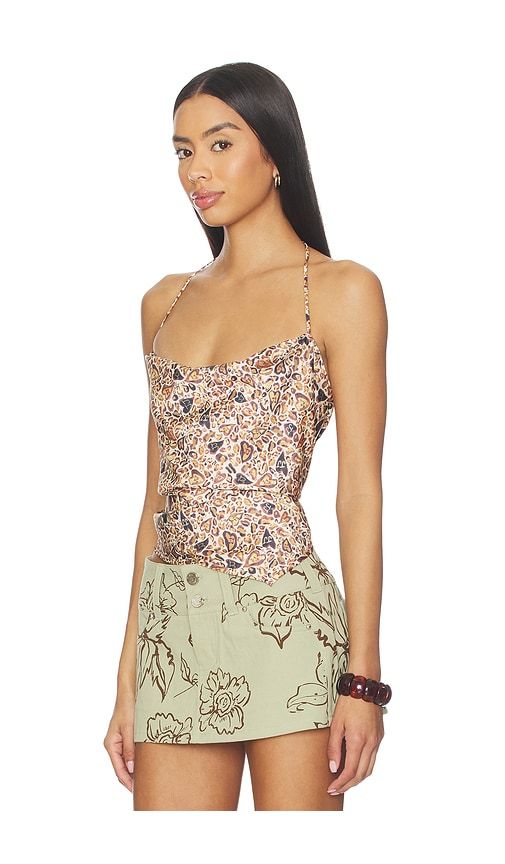 Satin Cowl Neck Halter Top in Brown. - size S (also in XS, M, L) - Juliet Johnstone - Modalova