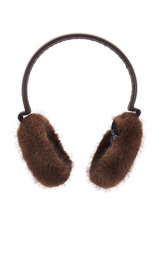 Faux Mink & Leather Earmuffs in Brown - jocelyn - Modalova