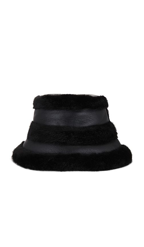 Faux Mink & Leather Bucket Hat in - jocelyn - Modalova