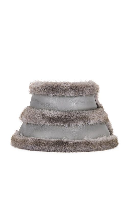 Faux Mink & Leather Bucket Hat in - jocelyn - Modalova