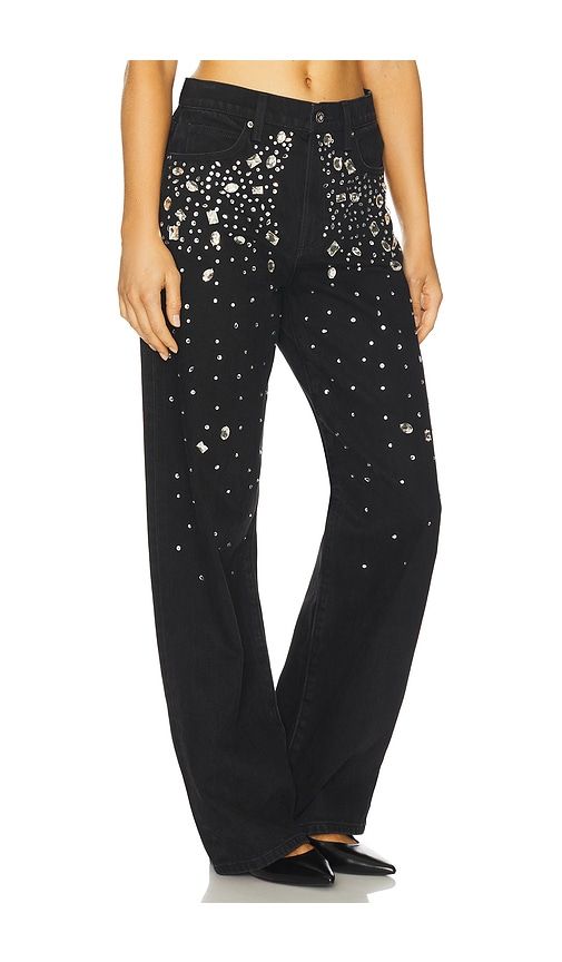 The Harlowe Stone Embellished Wide Leg Jeans in Black. - size 23 (also in 24, 33) - Joe's Jeans - Modalova