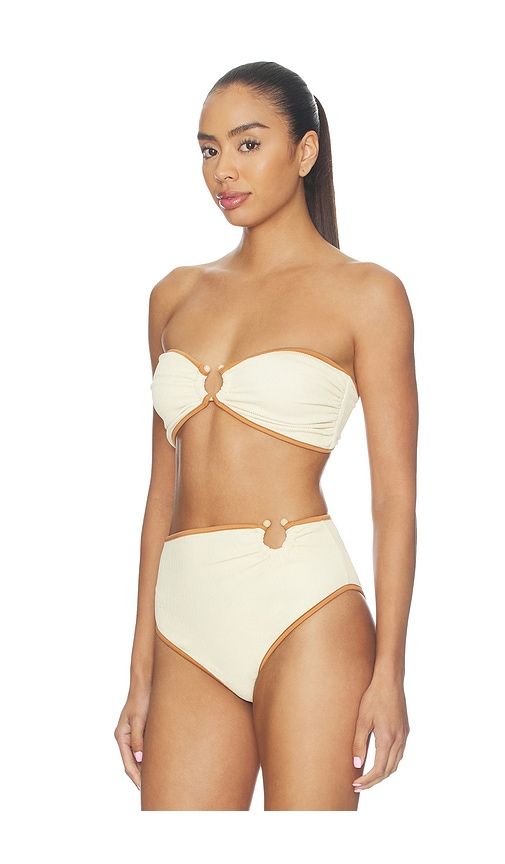 Crinkle Seawaters Bikini Top in Cream. - size L (also in M, S) - Johanna Ortiz - Modalova