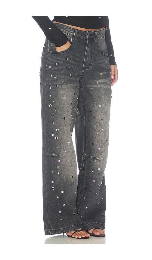 Rhinestone Studded Colossus Jeans in . - size 24 (also in 25, 26, 28) - Jaded London - Modalova