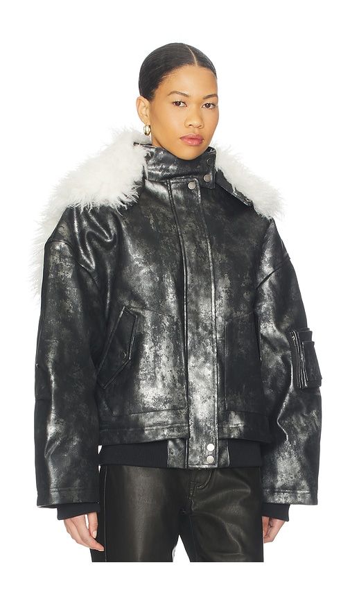 Xl Faux Fur Collar Bomber Jacket in Black. - size M (also in S) - Jaded London - Modalova