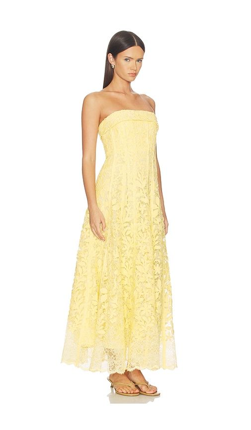 Imogen Cotton Lace Bustier Midi Dress in Yellow. - size 2 (also in 4, 6) - SIMKHAI - Modalova