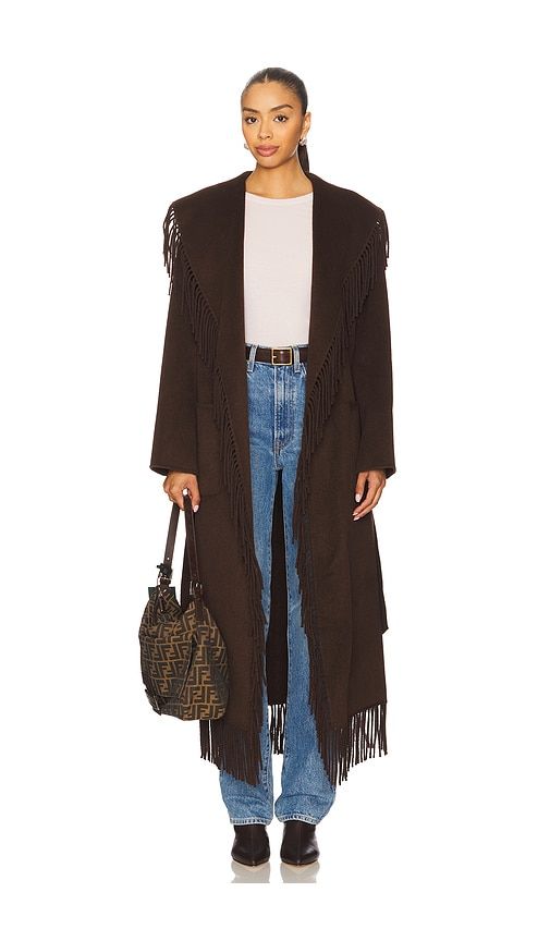 Carrie Fringe Robe Coat in Brown. - size L (also in S, XS) - SIMKHAI - Modalova
