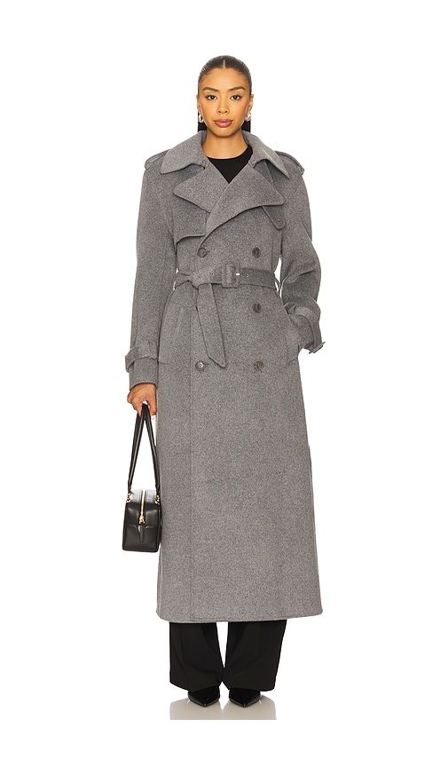 Rumi Belted Long Coat in Grey. - size M (also in S) - SIMKHAI - Modalova