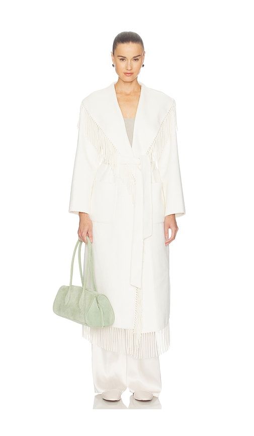 Carrie Fringe Robe Coat in White. - size L (also in M, S, XS) - SIMKHAI - Modalova