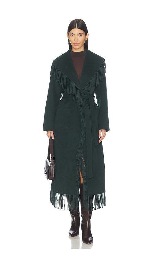 Carrie Fringe Robe Coat in Dark Green. - size L (also in M, S, XS) - SIMKHAI - Modalova