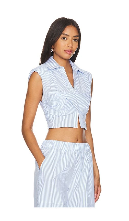 Emie Cropped Box Sleeve Top in Blue. - size 10 (also in 8) - SIMKHAI - Modalova
