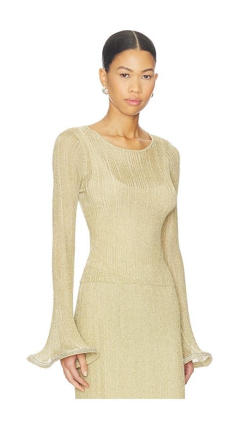 Maebry Long Sleeve Crewneck Top in Metallic , yellow. - size M (also in S) - SIMKHAI - Modalova