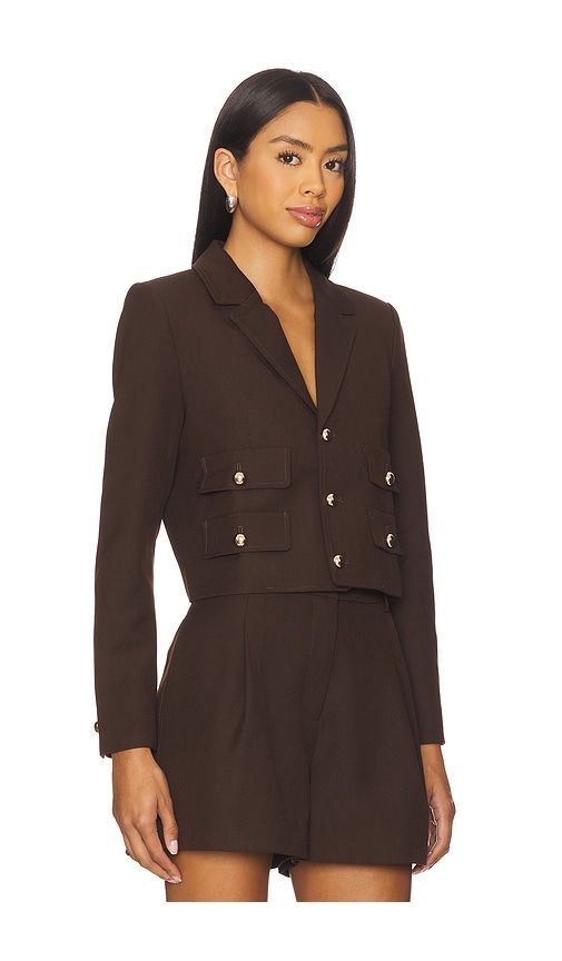 Marie Cropped Blazer in Chocolate. - size L (also in S) - Karina Grimaldi - Modalova