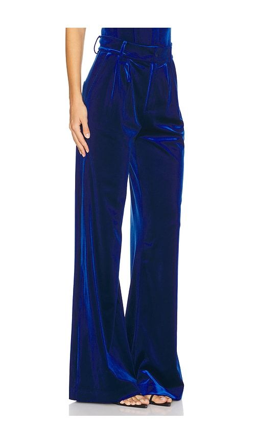 Ximena Velvet Pants in Blue. - size L (also in M, S, XS) - Karina Grimaldi - Modalova