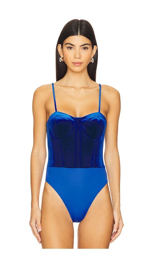 Veronica Velvet Bodysuit in Royal. - size L (also in M, S, XS) - Karina Grimaldi - Modalova