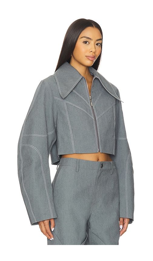 Specialty Denim Paneled Jacket in Grey. - size 0 (also in 2, 4) - Kate Barton - Modalova