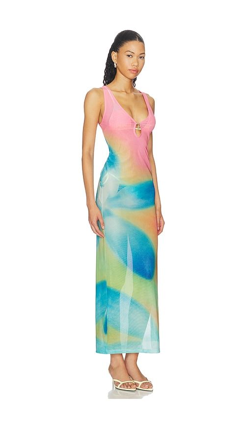 Plunge Mesh Maxi Dress in Pink/Teal. - size L (also in S) - Kulani Kinis - Modalova