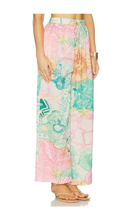 Draw String Resort Wide Leg Pant in Green. - size S (also in XS) - Kulani Kinis - Modalova