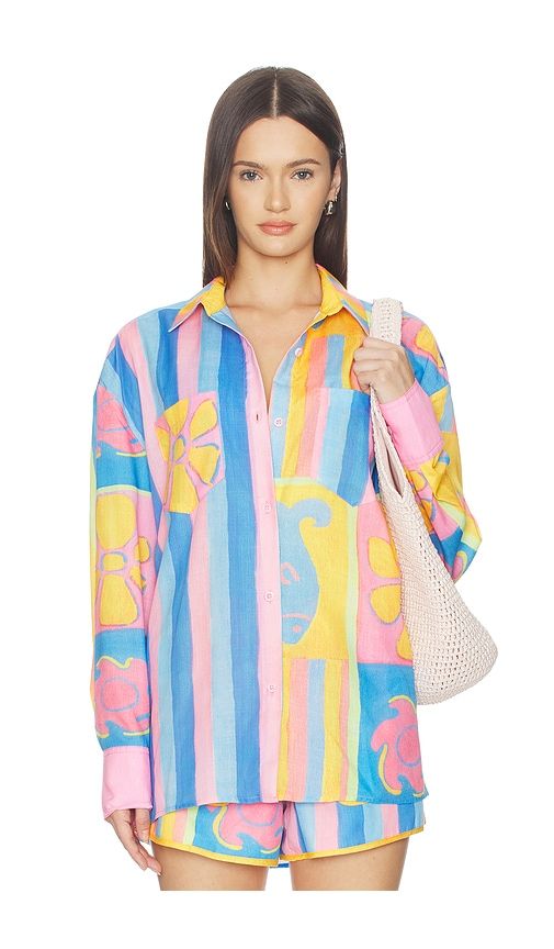 Long Sleeve Beach Shirt in Orange,Blue. - size L (also in M, S, XL, XS) - Kulani Kinis - Modalova
