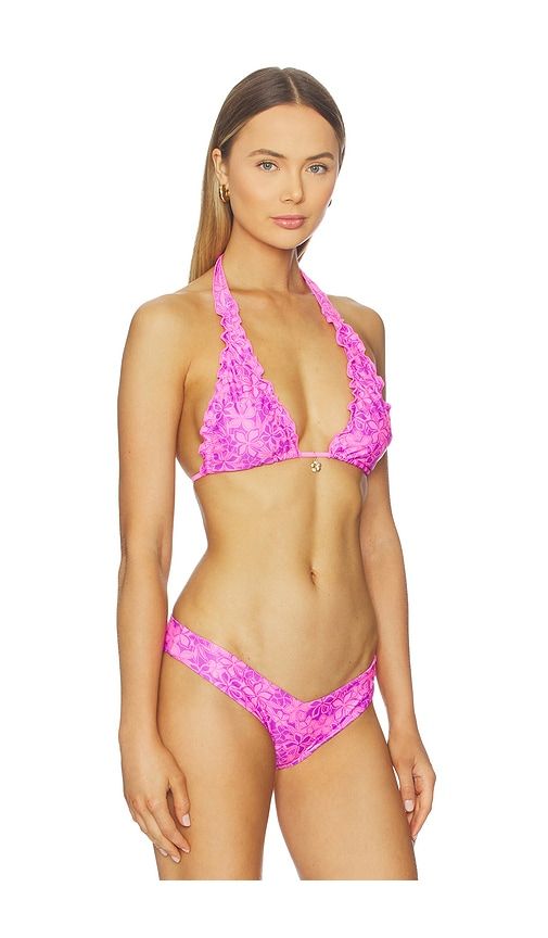 Lettuce Edge Halter Bikini Top in Purple. - size M (also in S, XS) - Kulani Kinis - Modalova