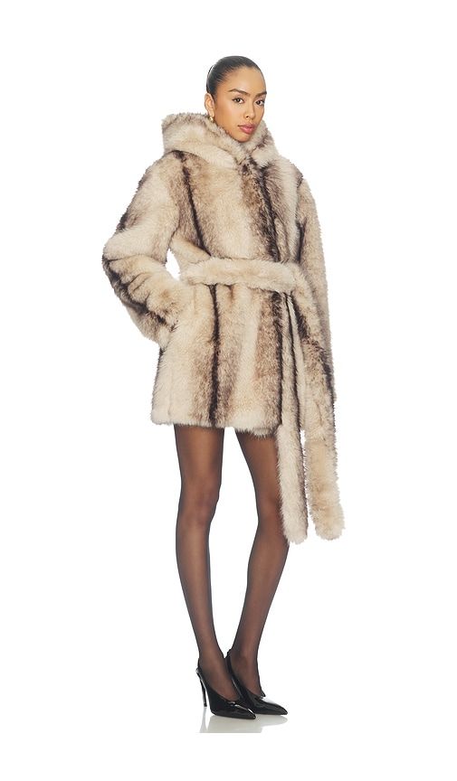 Page Faux Fur Hooded Robe Jacket in . - size S (also in M, L) - Kim Shui - Modalova