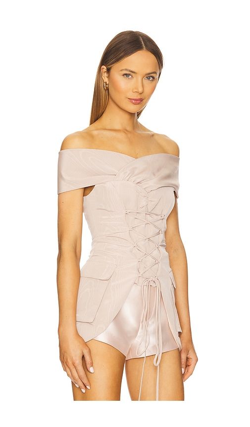 Off Shoulder Tie Top in Taupe. - size M (also in XS) - Kim Shui - Modalova