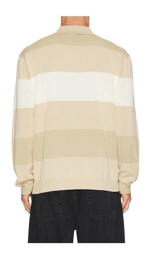 Coastal Stripe Knit Polo Jacket in Brown. - size L (also in M, XL/1X, XXL/2X) - Khalhon - Modalova