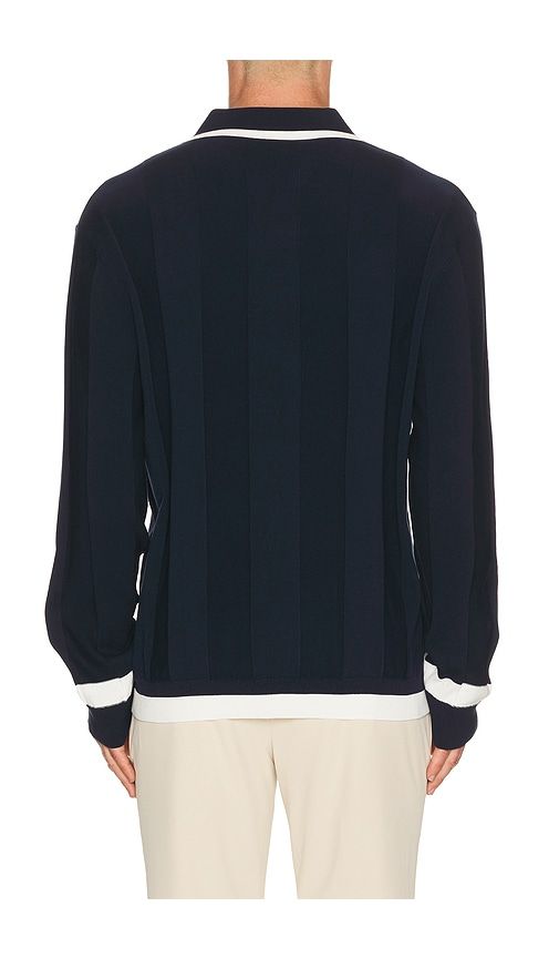 V Tipped Varsity Knit Pullover Polo in Blue. - size L (also in XL/1X, XXL/2X) - Khalhon - Modalova