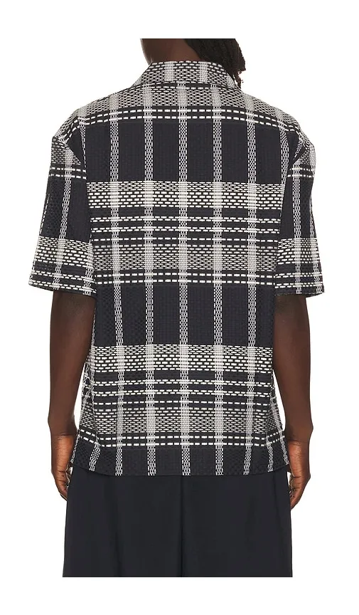 Plaid Dash Bowling Shirt in Navy. - size L (also in M, S) - KROST - Modalova