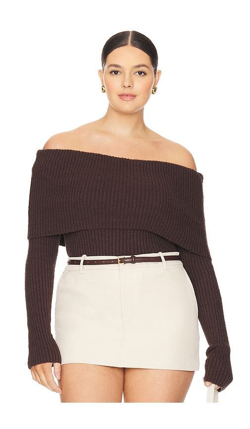 Namir Off Shoulder Sweater in Chocolate. - size L (also in S) - L'Academie - Modalova